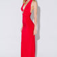 Halter Ruched Maxi Dress W/ Golden Embellishment