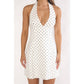 Polka Dot Halter V Neck Mini Dress
