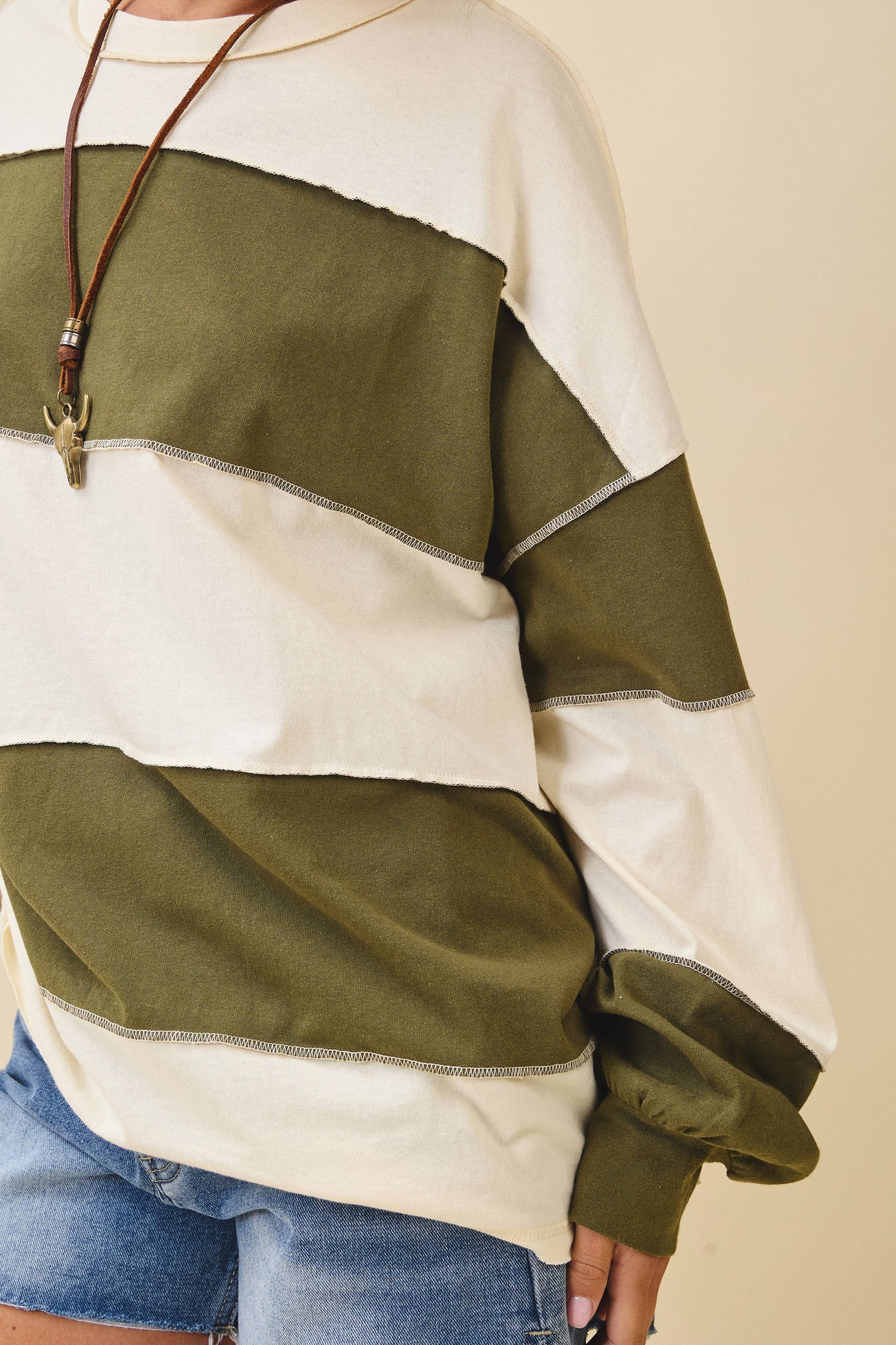 Contrast Panel Long Sleeve Slouchy