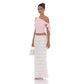 Ruched Dotted Maxi Skirt in White
