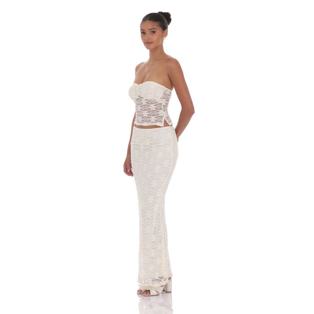 Lace Maxi Skirt in Cream
