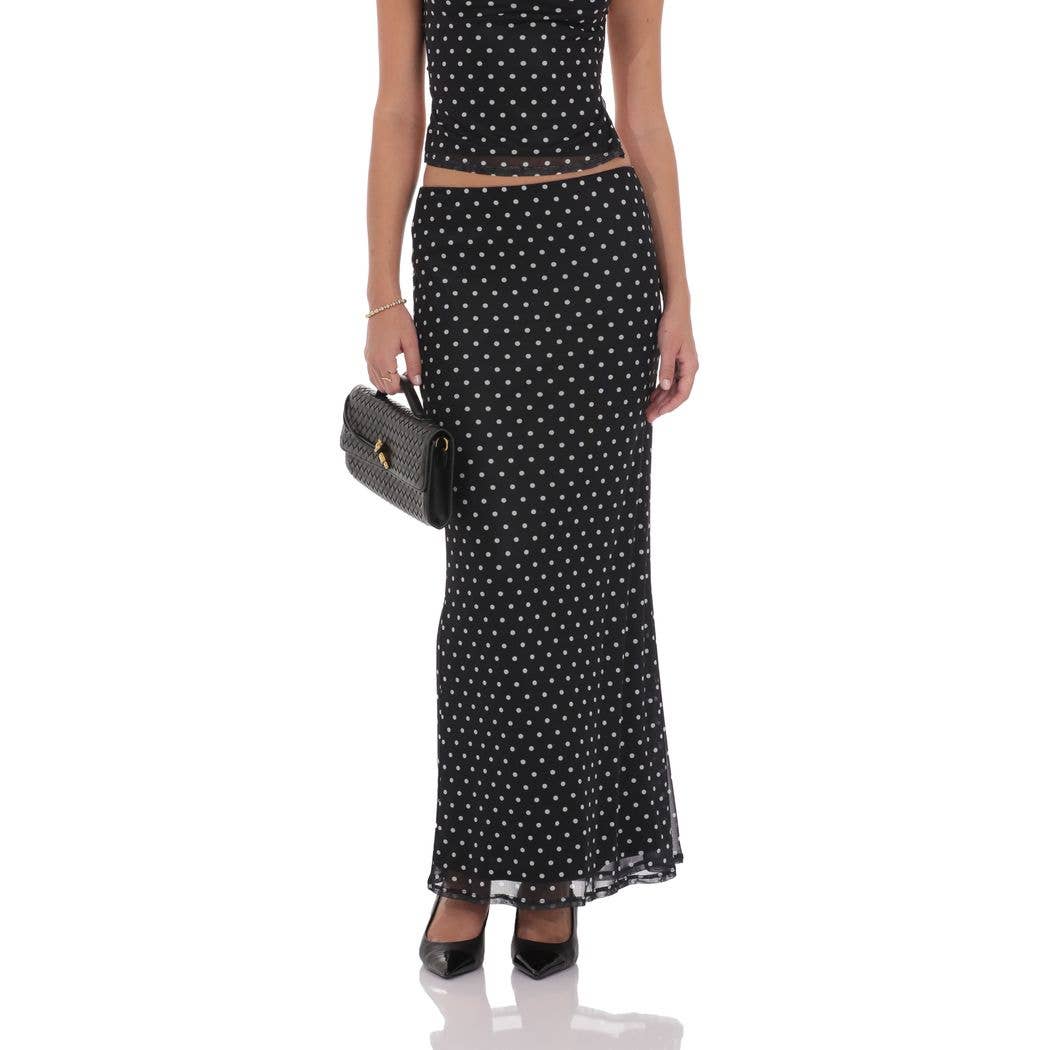 Polka Dot Cowl Neck Skirt