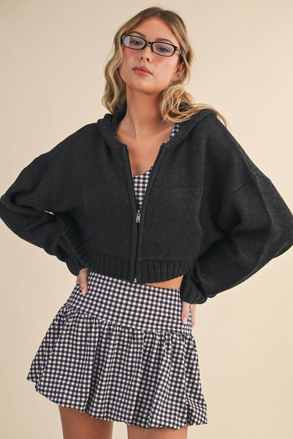 Kat Knit Zip Up Hoodie Sweater