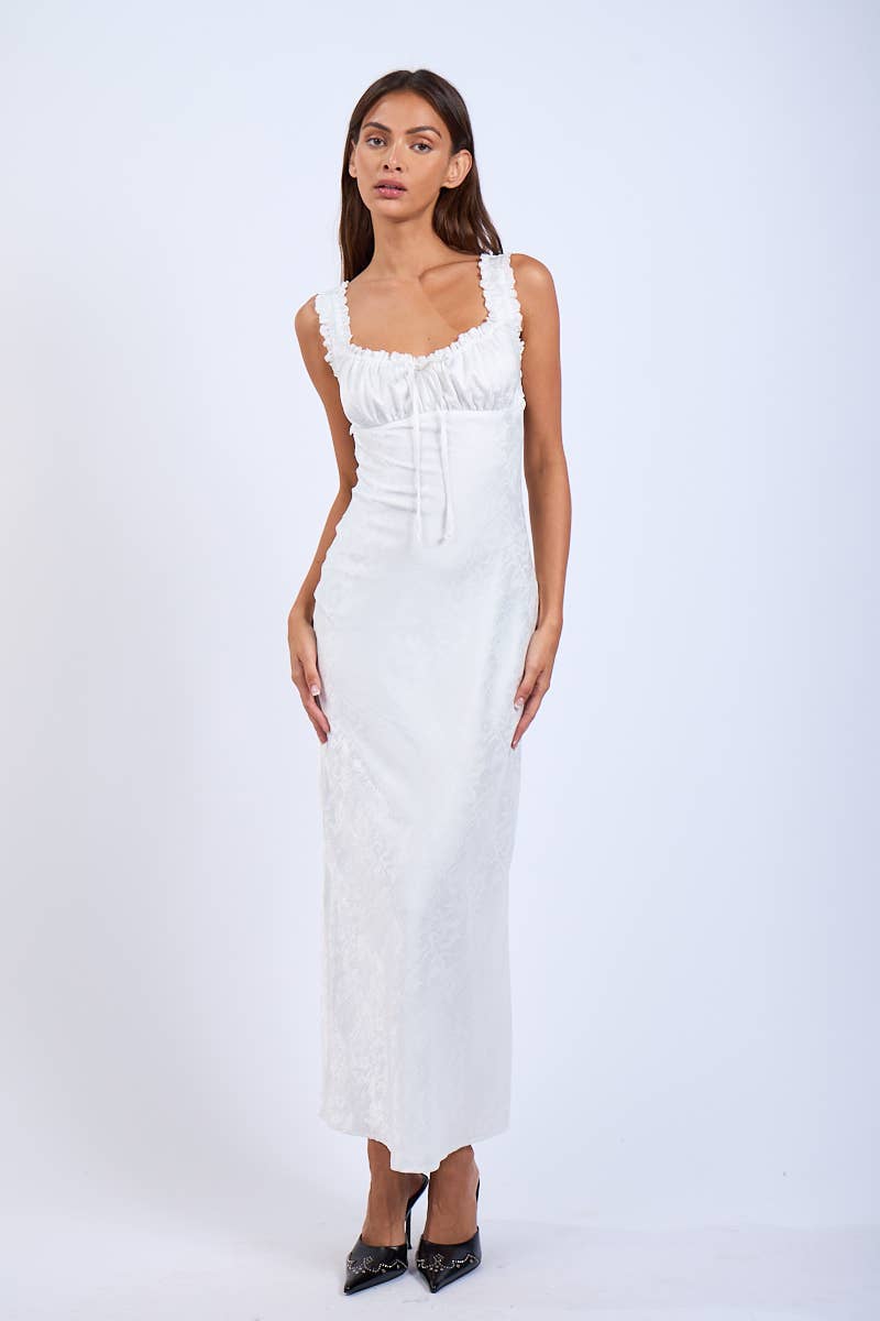 Satin Ruched Bust Sleeveless Open Back