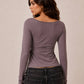 WRAP PLUNGE LONG SLEEVE TOP