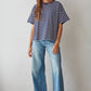 Cotton Striped Short Sleeve Crew Neck Top