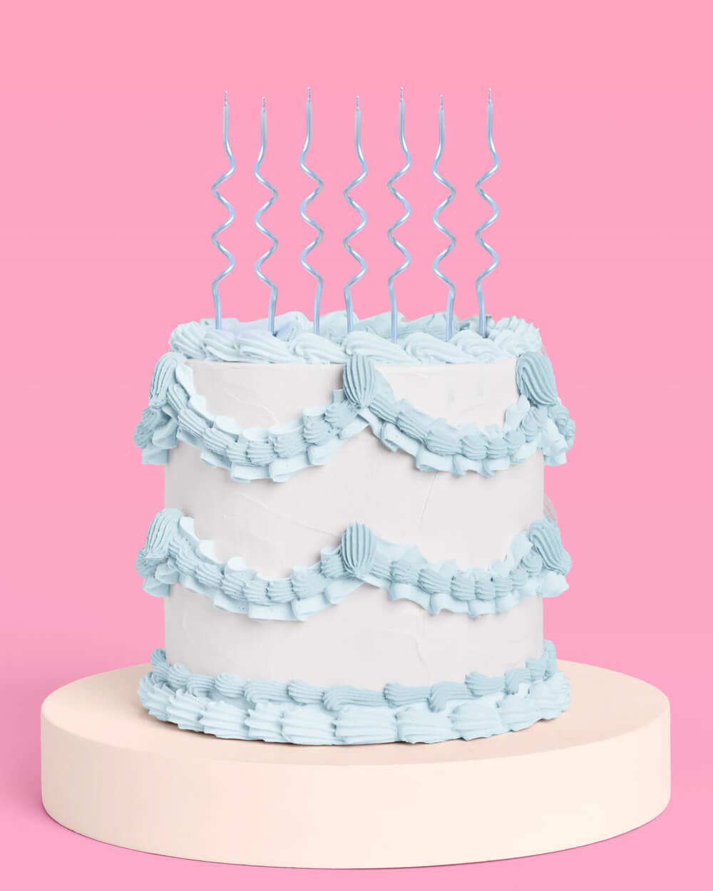 Pearl Blue Wavy Cake Candles – 10 Count | Birthday Party