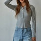 Long Sleeve Half Button Up Top