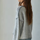 Knit Sweater Crew Neck Pullover Top With Rolled Edge