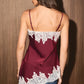 Lace Trim Burgundy Top