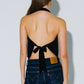 Cowl Neck Plunging Back Tie Top