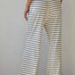 Simple Striped Waist Tie Flare Pants