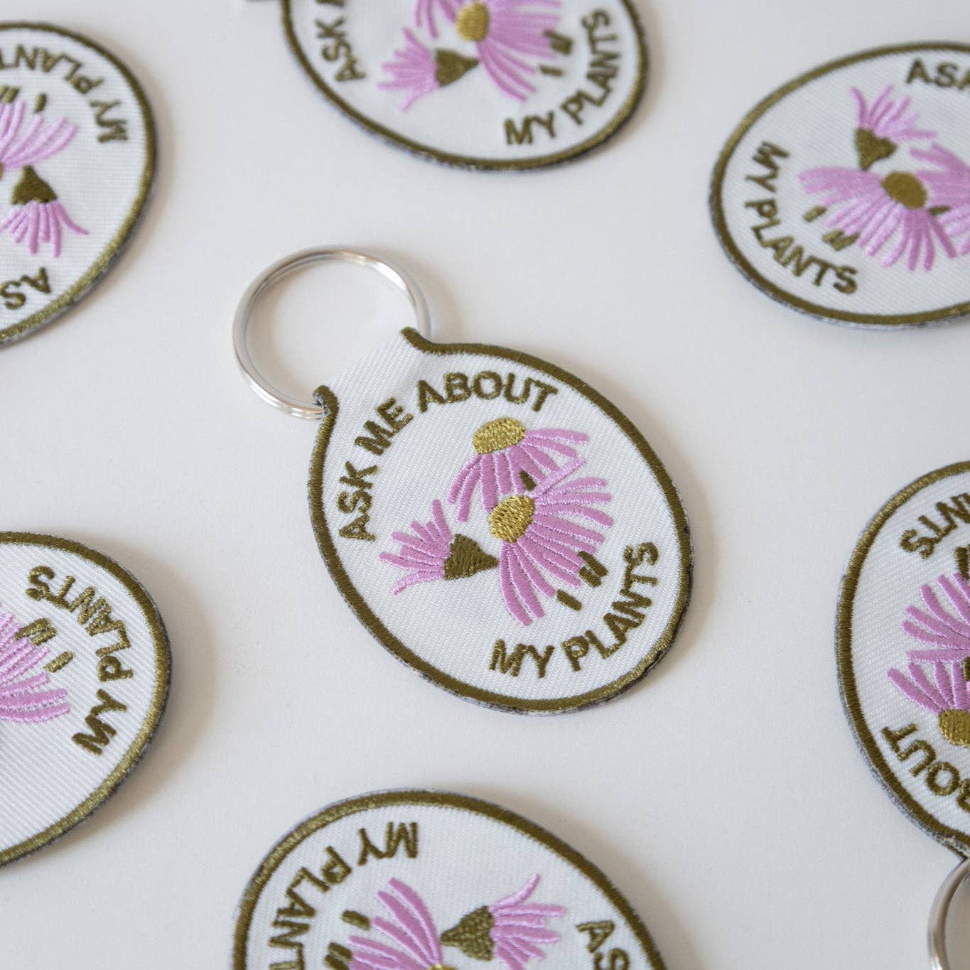 Plant Embroidered Keychain