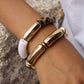 Aira 18K Gold Non-Tarnish Chunky Leopard Resin Bangle Set