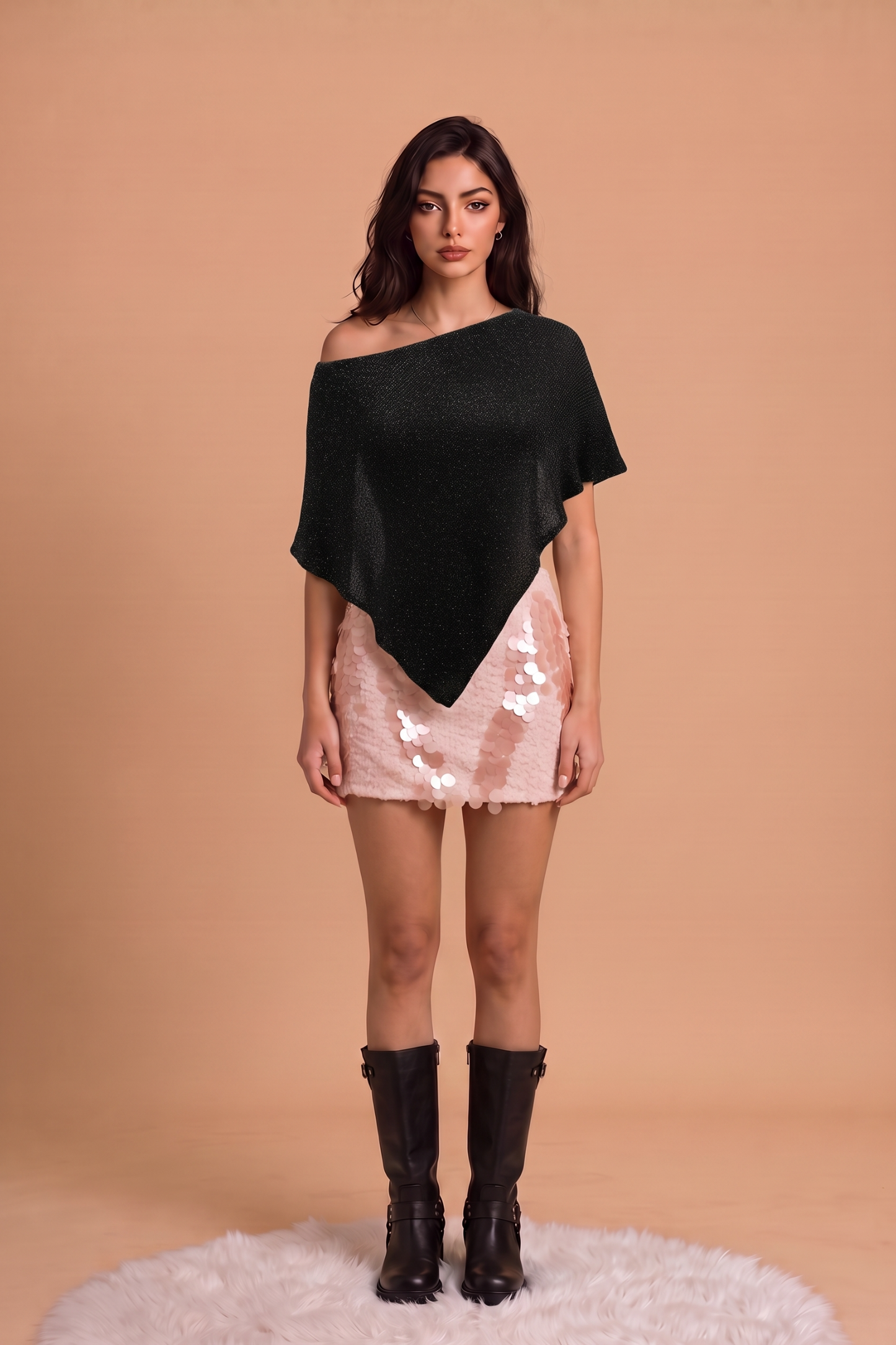 SEQUIN SWEATER PONCHO