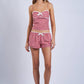 Gingham Checker Lace Ribbon Micro Shorts