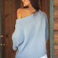 American Flag Knit Off The Shoulder Sweater