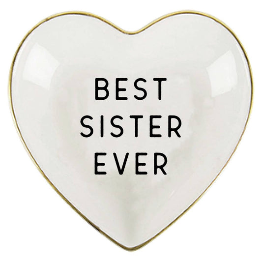 Ceramic Heart Trinket Tray | Best Sister Ever