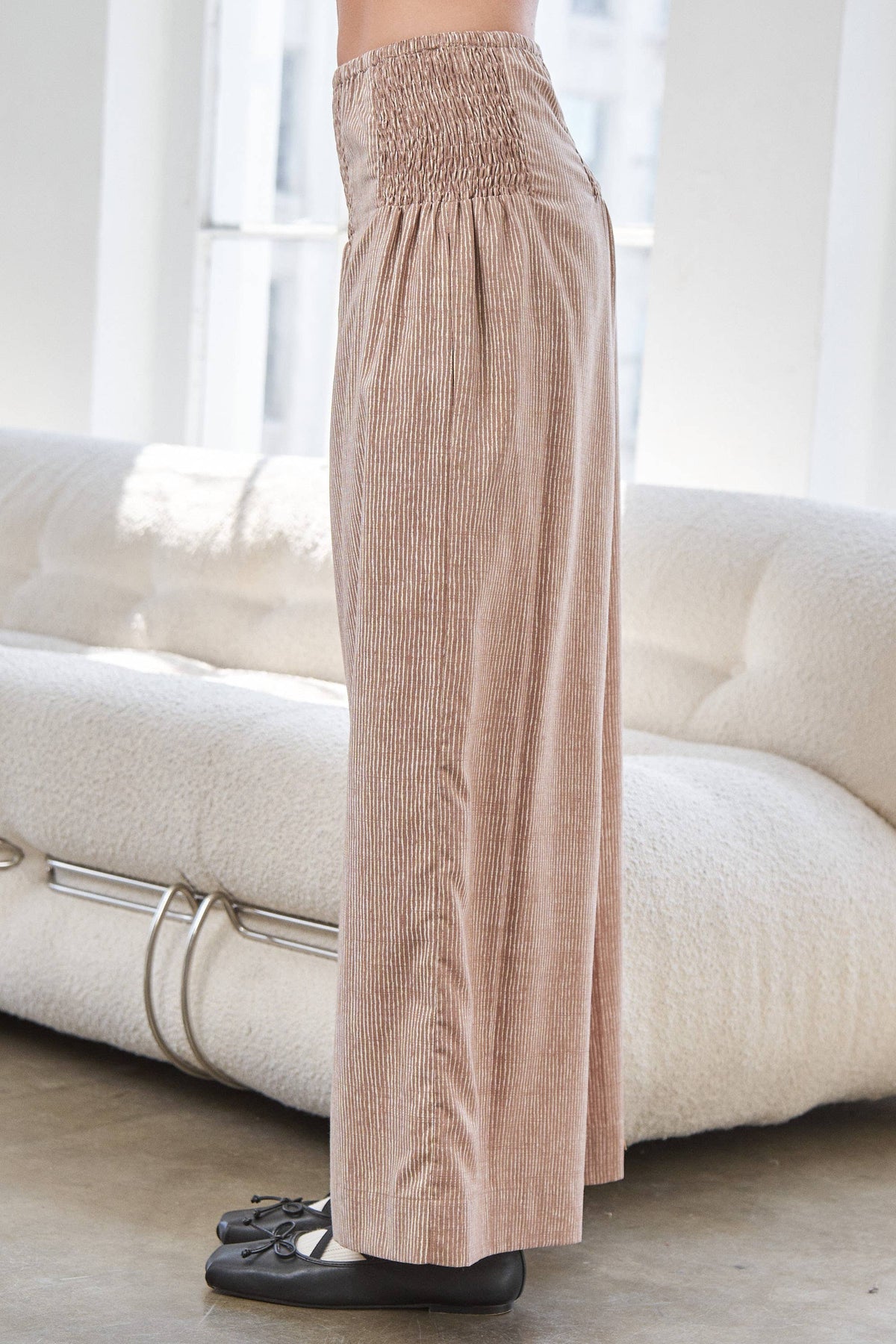 Striped Wide Leg Smocked Pants