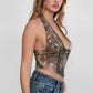 Camo Print Halter Bustier Corset Top