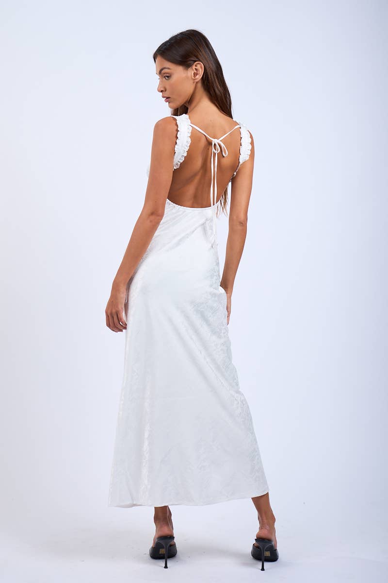 Satin Ruched Bust Sleeveless Open Back