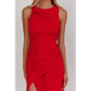 HIGH NECK RUCH MAXI DRESS