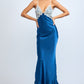 Blue Satin Maxi Dress