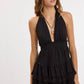 CHIFFON HALTER RUFFLE MINI DRESS