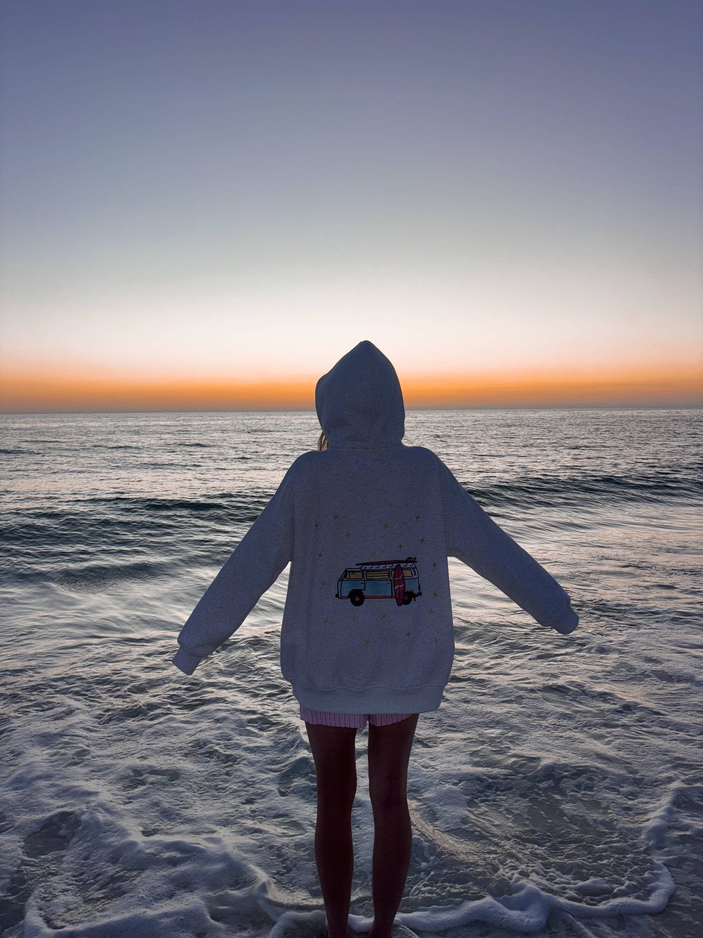 Pearl Grey Van Star Embroider Hoodie