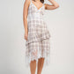 PLAID HEMMED LACE TRIMMED DRESS