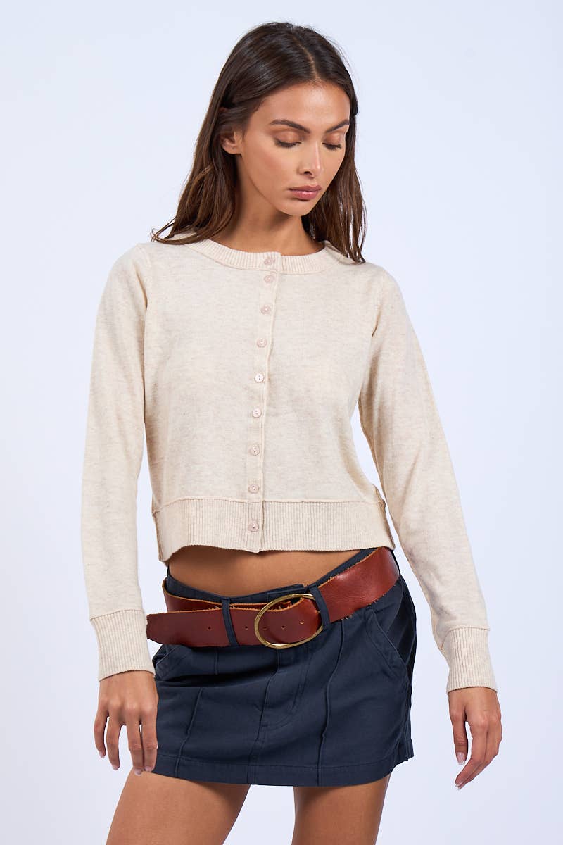 Boat Neck Button Knit Sweater