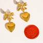 Keryn 18K Non-Tarnish Heart and Bow Locket Earring