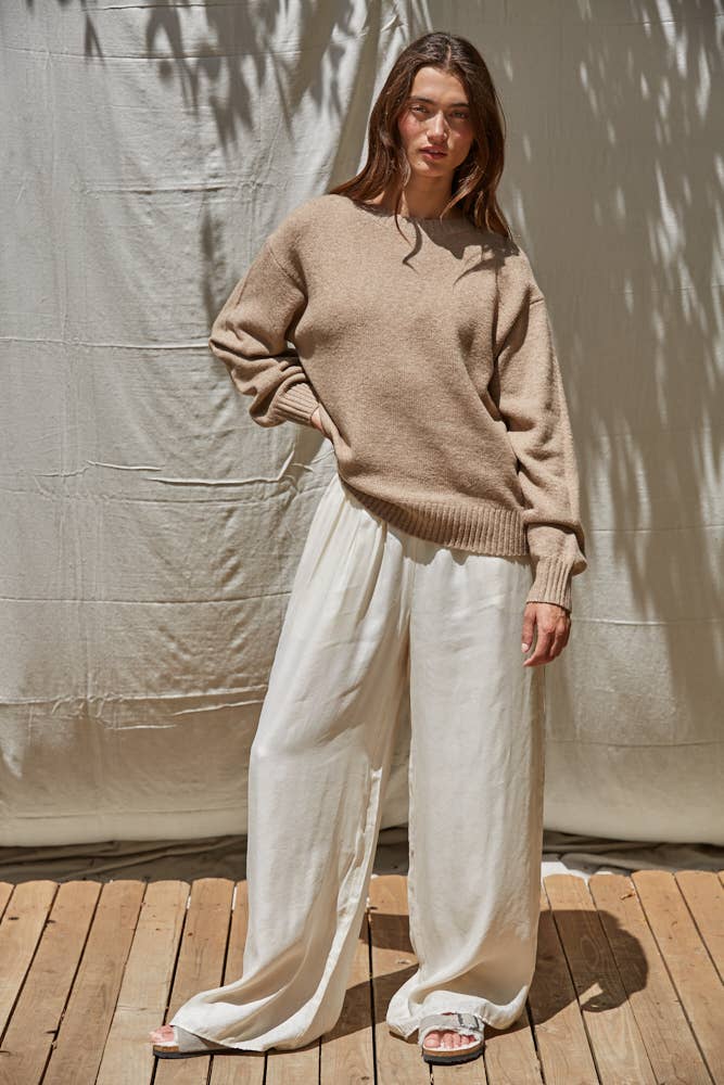 Knit Sweater Crew Neck Pullover Top
