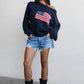 American Flag Knit Off The Shoulder Sweater
