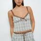 Lace Dusty Blue Trim Plaid Cami