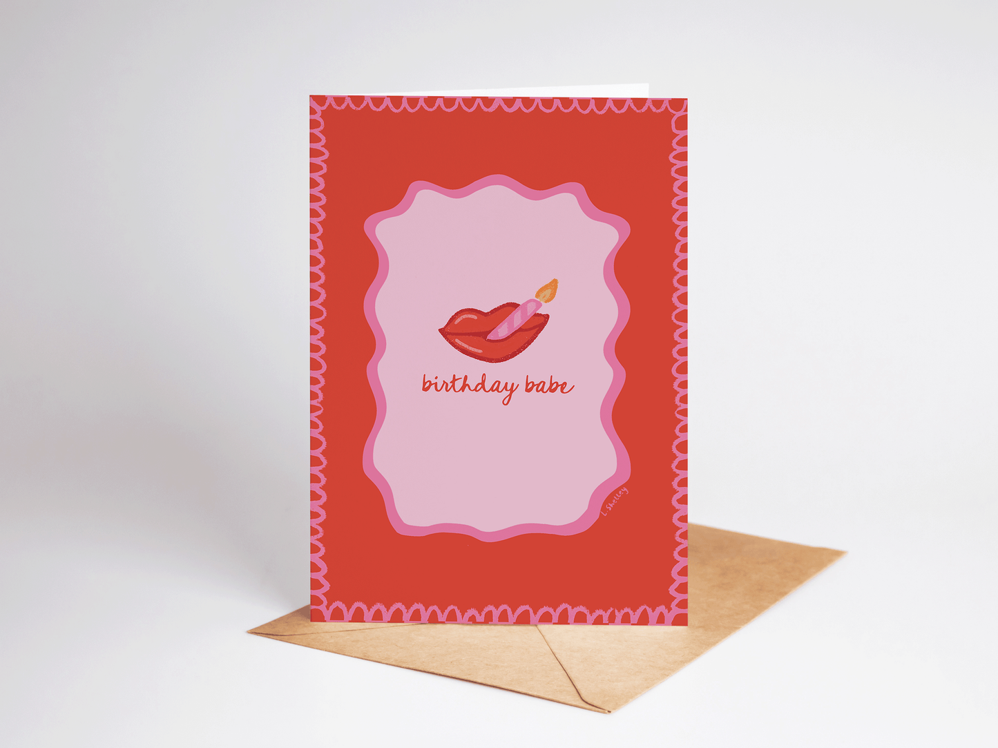 Birthday Babe Lipstick and Lit Candle Glam Greeting Card