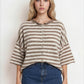 Leah Striped Short Sleeve Cardigan