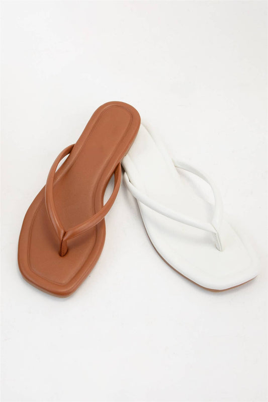 Solid Color Square Toe Thong Sandal