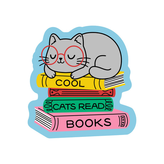 Cool Cats Read Books Vinyl Sticker