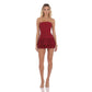 Strapless Lace Ruffle Dress in Red