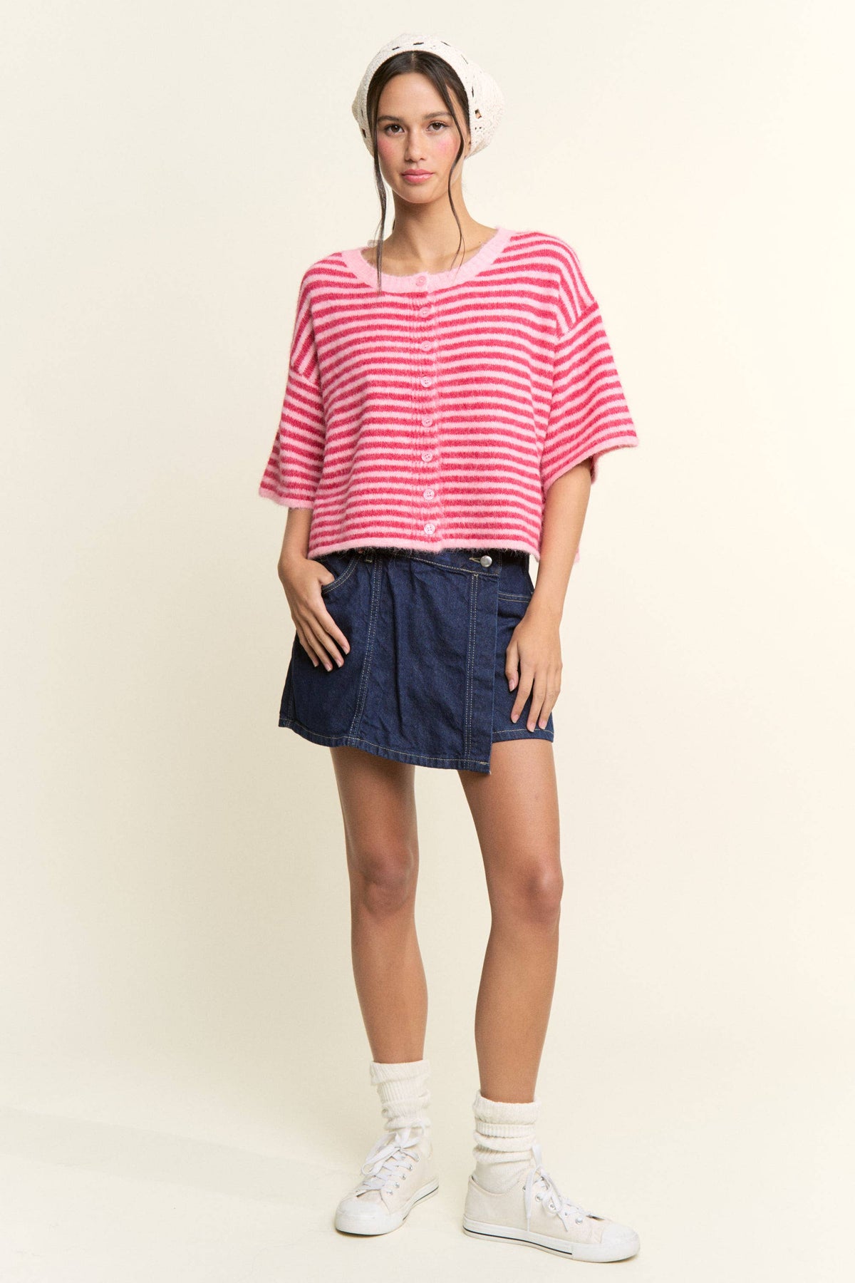 Multi Striped Cropped Soft Knit