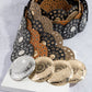 Faux Leather Grommet Disc Chain Belt