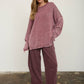 SMOCKED WAIST DRAWSTRING BARREL LEG SWEATPANTS
