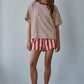 Cotton Striped Short Sleeve Crew Neck Top
