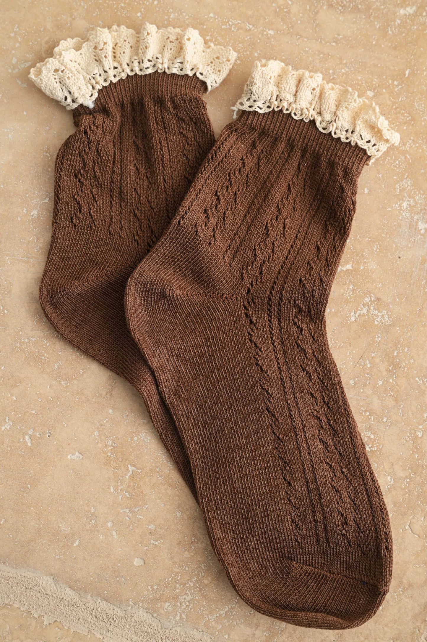 Pointelle Lace Trim Socks