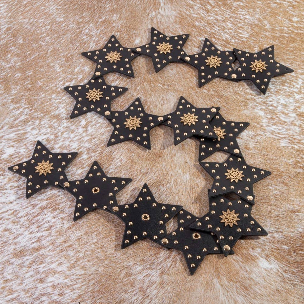 Studded Stars Western Link Vegan Leather Belt