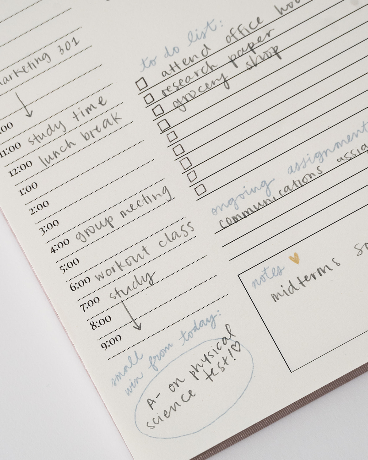 College Daily Planner Notepad