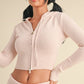 Slim Fit Zip Up Knit Sweater Hoodie