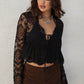 Crochet Embroidered Long Bell Sleeve Top