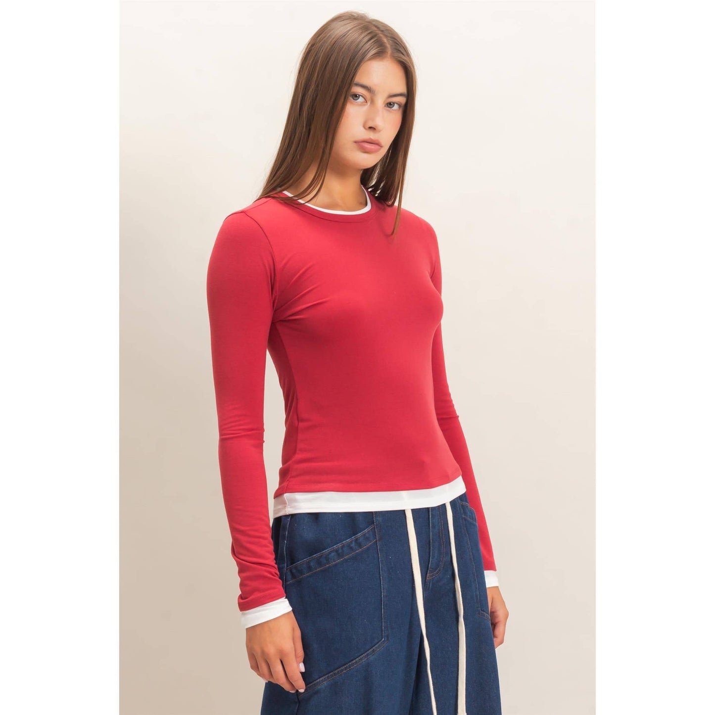 Layered Effect Long Sleeve Top